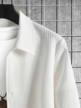 Manfinity Homme جاكيت ذات أزرار أمامية بدون تي شيرت للرجال، جاكيت خفيفة، سادة، زوج، كم طويل، عمل