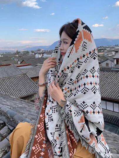 رمضان زينة رمضان بساط خارجي متعدد الاستخدامات للنزهات والتخييم، سجادة أرضية محمولة، بساط للعشب، بطانية معلقة، سفرة، بطانية ل- RV، بطانية أريكة، بطانية ملفوفة حول الأريكة، بطانية أريكة ثنائي الوجه لجميع فصول السنة، قطعة واحدة