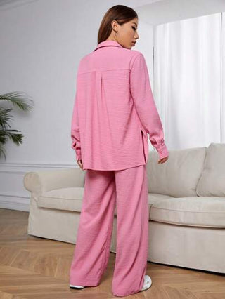EZwear محكم قميص & بنطلون بساق واسع