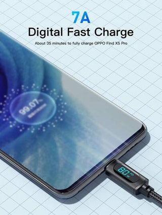 ESSAGER كابل إيساجر نوع C 100 وات 7 أمبير شحن سريع بتقنية PD شاحن مزود بشاشة LED لأجهزة الكمبيوتر المحمول والهواتف المحمولة واللوحات