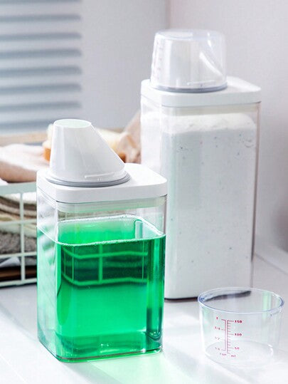 منظف صندوق مع مقاوم للرطوبة غطاء , كأس قياس & شفاف تخزين وعاء الى غسيل ملابس