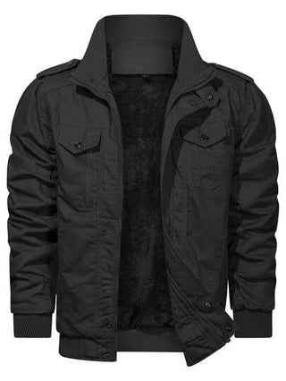 Manfinity Homme معطف شتوي فضفاض لخروج الأصدقاء، مبطن بالفرو ذو جيوب على الصدر، مناسب كهدية للأصدقاء والزوج والصديق