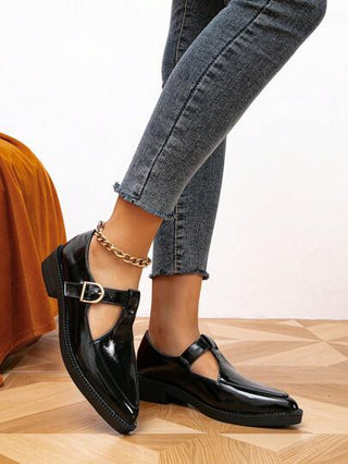 أحذية أوكسفورد حريمي أكسفورد بريطاني بلاتفورم مسطح مربع الأصبع بنعل انزلاقية للنساء، كعب متوسط ماري جين أسود كلاسيكي، أحذية ذات كعوب سميكة على الطراز البريطاني