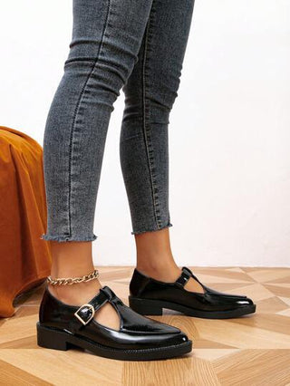 أحذية أوكسفورد حريمي أكسفورد بريطاني بلاتفورم مسطح مربع الأصبع بنعل انزلاقية للنساء، كعب متوسط ماري جين أسود كلاسيكي، أحذية ذات كعوب سميكة على الطراز البريطاني