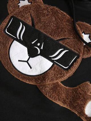 Manfinity Homme هودي كاجوال للرجال بجيب القنغر وتفاصيل الدب المطبّقة، أكمام طويلة، للخروج، بطباعة، ملون