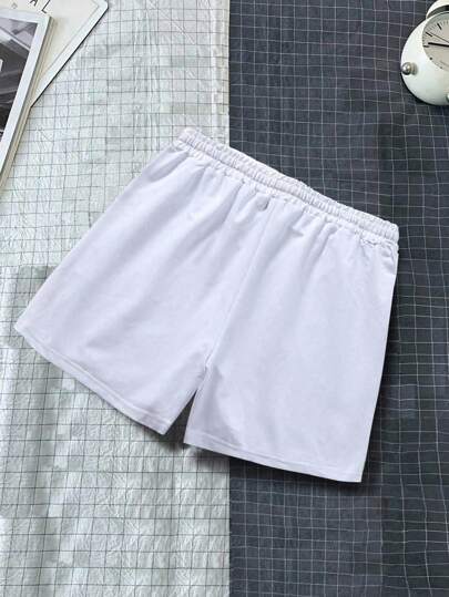 Manfinity Homme بنطلون قصير بطباعة أحرف رباط خصر للرجال