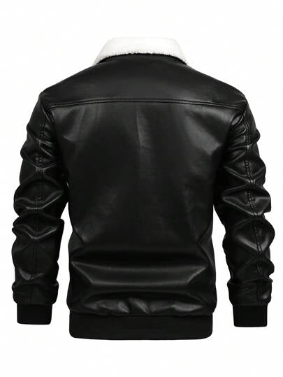 Manfinity Homme معطف رجالي موضة الخريف ذو طوق بورغ وسحاب، أسود طويل الأكمام بمكونات ألوان مختلفة، هدية للأصدقاء والأزواج والصديق