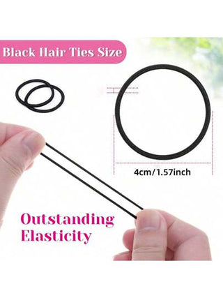 98 قطعة ربطات شعر مطاطية سوداء صغيرة، اكسسوارات حاملات ذيل الحصان للبنات والأطفال والأولاد ذوي الشعر السميك المستقيم والمجعد