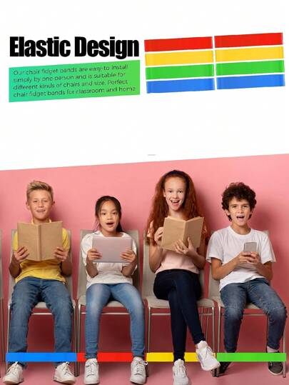 أدوات مكتبية ومدرسية 4قطع أشرطة شد مرنة للقدم القلقة، أشرطة إغاثة من الإجهاد من اللاتكس السميك للكراسي الصفية، قابلة للاستخدام في الفصول الدراسية في عيد الميلاد
