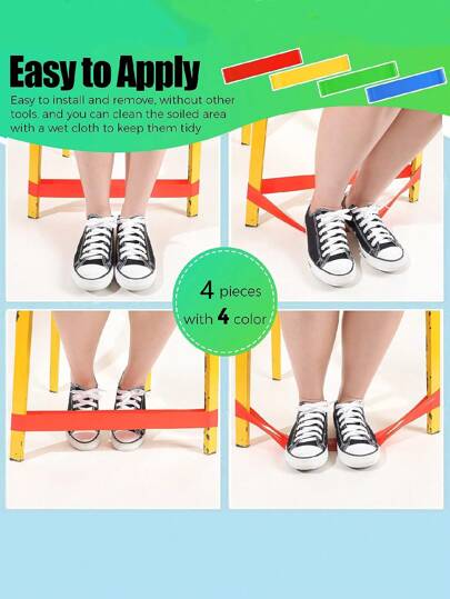 أدوات مكتبية ومدرسية 4قطع أشرطة شد مرنة للقدم القلقة، أشرطة إغاثة من الإجهاد من اللاتكس السميك للكراسي الصفية، قابلة للاستخدام في الفصول الدراسية في عيد الميلاد