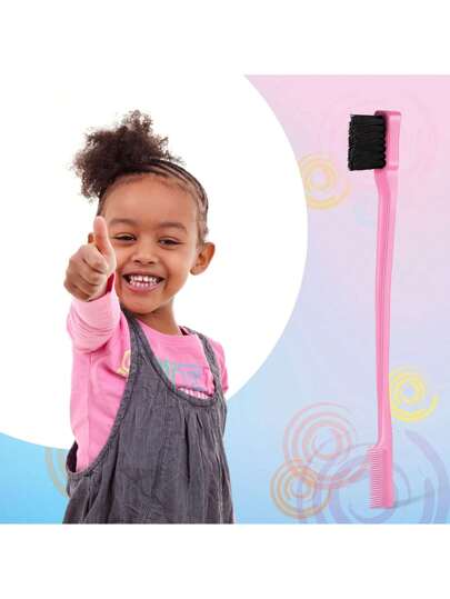 مجموعة من 3 قطع أدوات تصفيف الشعر والمكياج الوردية تشمل: مشط الذيل ، مشط ثنائي الرأس ، فرشاة الحواجب - إكسسوارات وردية