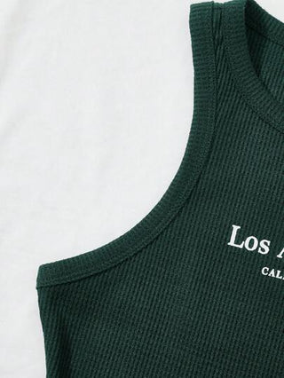 EZwear لباس علوي تانك بطباعة أحرف محبوك مضلع