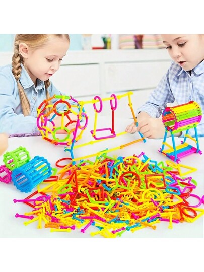 200 قطعة مجموعة ألعاب البناء، مكعبات البناء متعددة الأشكال، طقم ألغاز تعليمية هندسية ثلاثية الأبعاد، طقم توصيل إبداعي متداخل (الألوان والأشكال عشوائية). ديكور غرفة