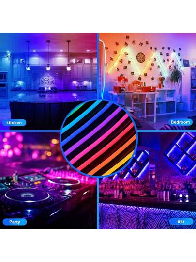 شريط إضاءة نيون RGB تحت الأشعة تحت الحمراء، شريط إضاءة LED سيليكون مرن، مصباح جو مقاوم للماء بريموت لاسلكي، إضاءة متغيرة الألوان لأعياد الميلاد والديكور الداخلي والخارجي، بطول 1م/2م/3م/4م/5م