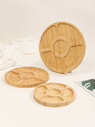 قطعة واحدة ، صينية خدمة من الخيزران الطبيعي متعددة الشبكات للوجبات الخفيفة ، للمطبخ ، هدايا عيد الميلاد