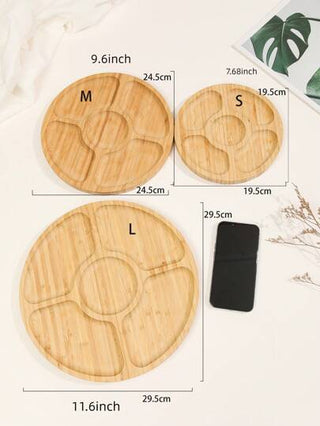 قطعة واحدة ، صينية خدمة من الخيزران الطبيعي متعددة الشبكات للوجبات الخفيفة ، للمطبخ ، هدايا عيد الميلاد