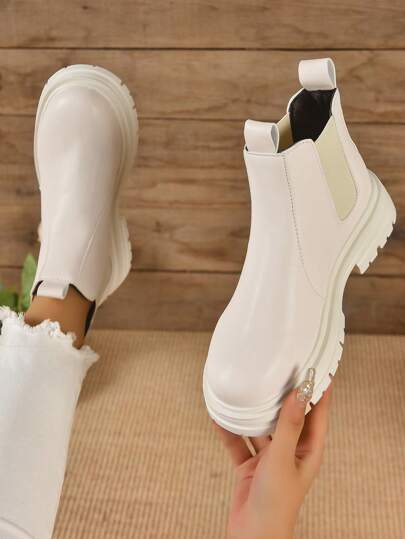 جوارب ضيقة موضة خريف/شتاء 2025، بوت تشيلسي ذات كعب سميك وكتلي للنساء