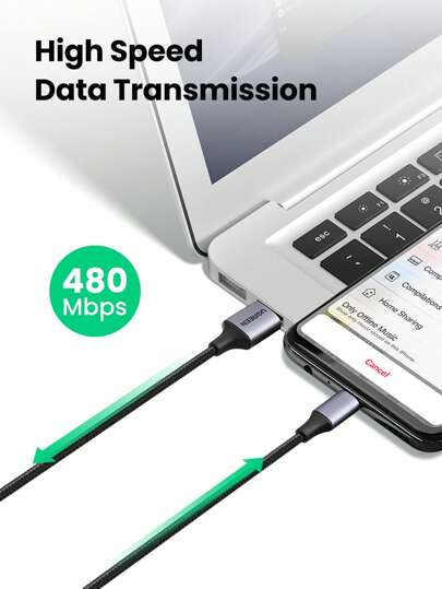 UGREEN كابل USB صغير مضفر من النايلون سرعة شحن 18 واط متوافق مع وضع 2.0 ، متوافق مع هواتف سامسونج جالاكسي S7/HTC، أندرويد، كندل، ، الكاميرا ، MP3 بموصل ميكرو-USB