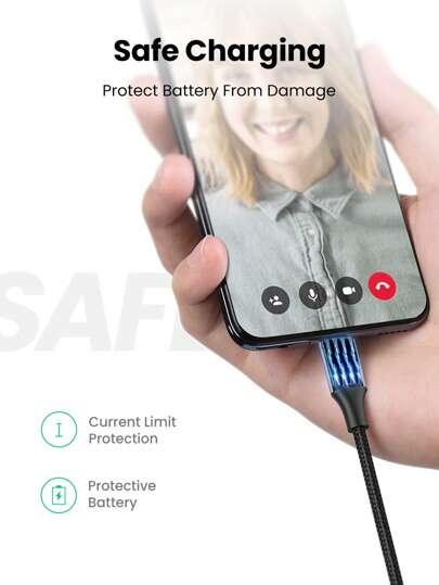 UGREEN كابل USB صغير مضفر من النايلون سرعة شحن 18 واط متوافق مع وضع 2.0 ، متوافق مع هواتف سامسونج جالاكسي S7/HTC، أندرويد، كندل، ، الكاميرا ، MP3 بموصل ميكرو-USB