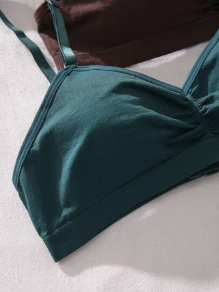 Shein Underwear&Sleepwear Basics حمالة صدر لاسلكية موحدة اللون تجاعيد 3 قطع
