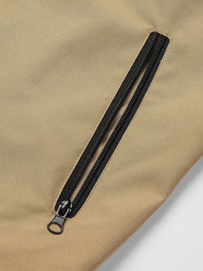 Manfinity Homme معطف كنزة رياضية بطبعة حرفية وسحاب للرجال بفتحة رأس مع جيوب ولون مقسوم، بأكمام طويلة والدافئة، مناسب هدايا الأصدقاء والأزواج والأصدقاء الأعزاء