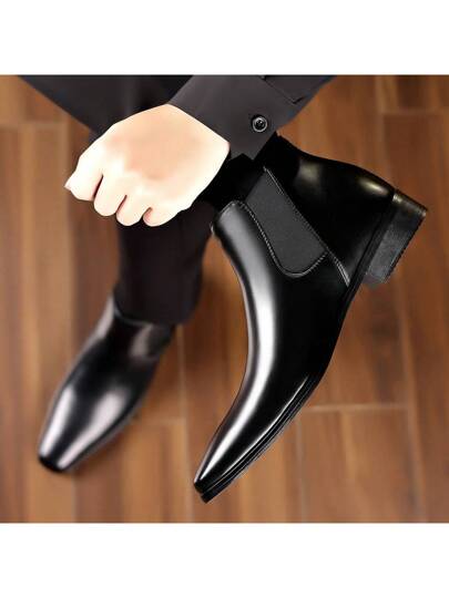 بوت تشيلسي ذات الكاحل العالي للرجال، بوت كاحل من جلد عالي الجودة متعددة الاستخدامات للرجال الأنيقين