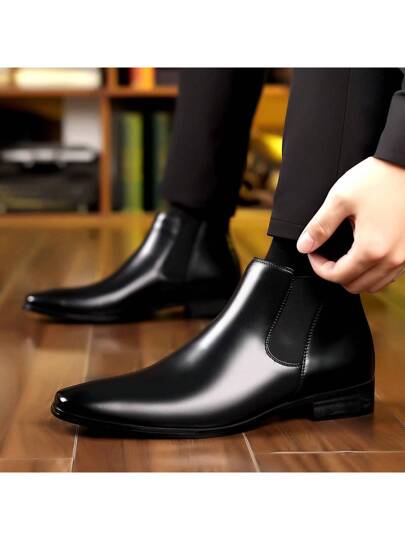 بوت تشيلسي ذات الكاحل العالي للرجال، بوت كاحل من جلد عالي الجودة متعددة الاستخدامات للرجال الأنيقين