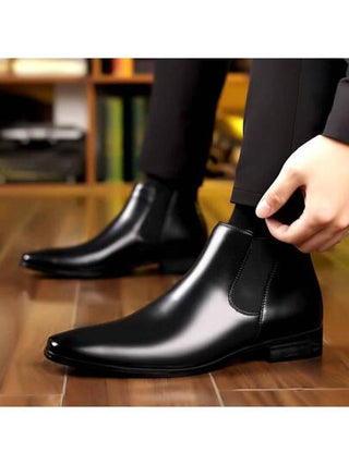 بوت تشيلسي ذات الكاحل العالي للرجال، بوت كاحل من جلد عالي الجودة متعددة الاستخدامات للرجال الأنيقين
