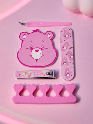 SHEIN X Care Bears طقم أدوات متنقلة للعناية باليد 5 قطع على شكل الدب الوردي، هدايا الدب المبتهج