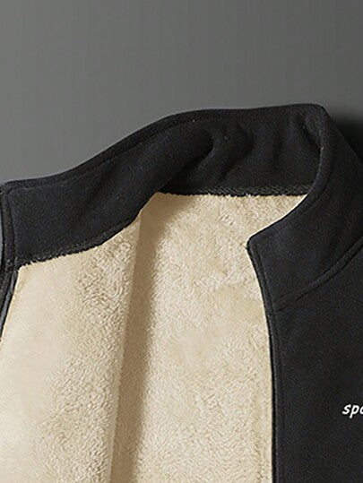 جاكيت تفاصيل مرقع بعبارة بطباعة تيدي للرجال