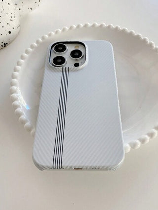 حافظة هاتف بملصق مائي بخطوط فضية متوافقة مع هاتف Iphone