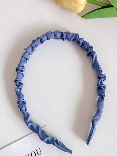 8 قطع من عصابات الرأس المطوية من الساتان بلون سادة للأطفال