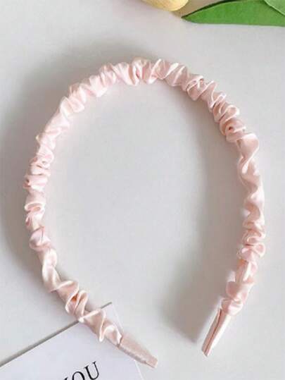 8 قطع من عصابات الرأس المطوية من الساتان بلون سادة للأطفال