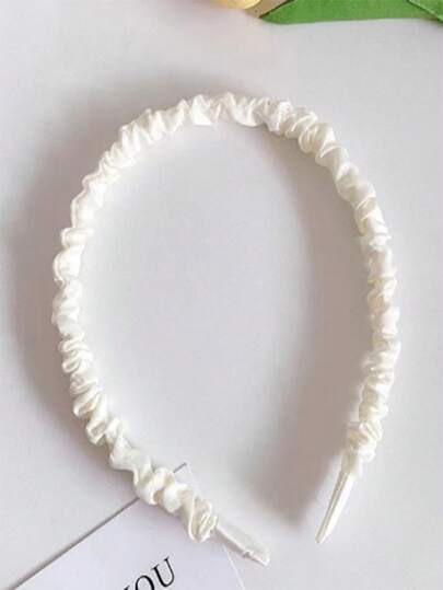 8 قطع من عصابات الرأس المطوية من الساتان بلون سادة للأطفال