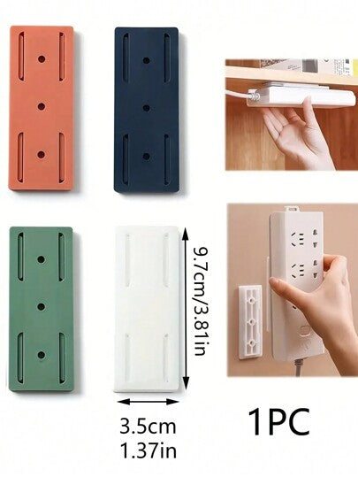 حامل تخزين مقبس جداري قابل للصق بذاته ، حامل تثبيت الكابل ، دعم الشريط عديم الأثر والخالي من الخيوط