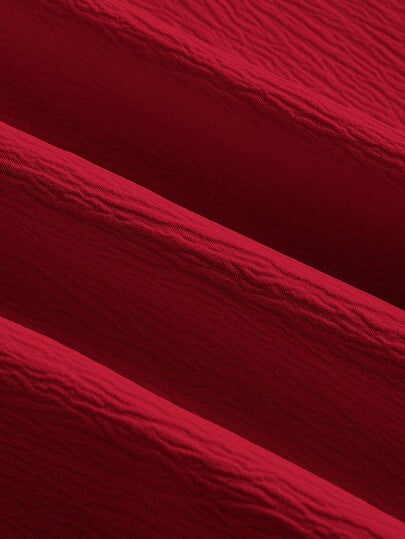 MOD فستان موحدة اللون رباط امامي اكمام منتفخة