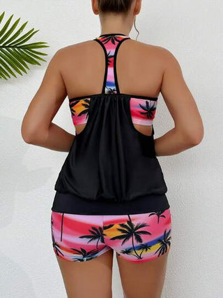 طقم تانكيني حريمي Swim شورت تانكيني بطبعات شاطئية استوائية لفصل الصيف