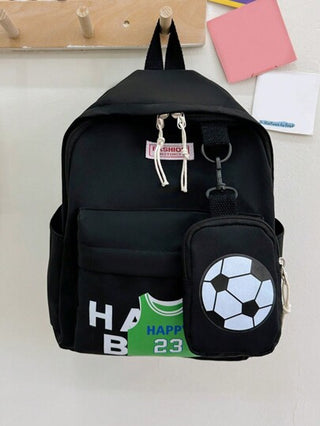 مجموعة 2 قطعة من الحقيبة الظهر والحقيبة الظهر الميني بتصميم أنماط كرة القدم، تصميم فريد على طراز رياضي، حقائب جميلة للمراهقين