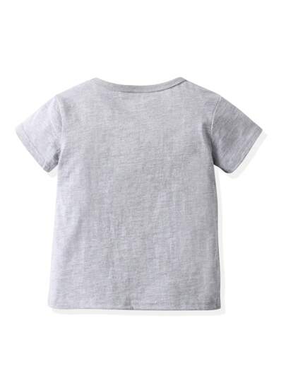 تي شيرت لوحة الألعاب & بطباعة شعار 4 قطع ولد طفل