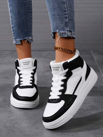 حذاء للنساء ألوان متباينة رقبة عالي رياضات الى طالب , خارجي مقاس كبير