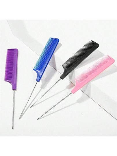 مشط شعر مهني ذو ذيل مدبب مضاد للكهرباء الساكنة، فرشاة صبغ الشعر، مشط إبرة من الصلب لصالون الحلاقة، اكسسوارات ومنتجات وأدوات العناية بالشعر للصالونات وصالونات التجميل والسفر