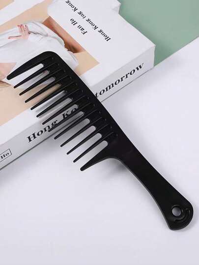 مشط الأسنان العريض للشعر الطويل، مناسب للشعر المجعد، مانع للتشابك وسهل التمشيط مصنوع من البلاستيك الراتينج