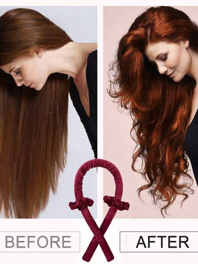 4 قطع أداة تصفيف الشعر ، أنبوبة لف الشعر بدون حرارة، ربطة رأس محاك الحرير لشعر طويل، ريبون حرير ناعم للتجعيد، مع مشابك وحلقات شعر، أدوات تجعيد شعر للنوم (بوردو)، أداة تجعيد الشعر بدون حرارة