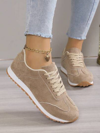 حذاء رياضي سيدات موحد اللون خارجي رباط مريح كاجوال