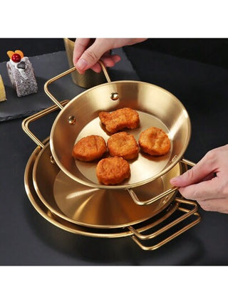 صينية تقديم من الفولاذ المقاوم للصدأ باللون الذهبي بتصميم مقبض، مناسبة للمنزل/الفندق/المطعم/الشواء/السوشي/المعكرونة/الحلويات والفاكهة، صحن عشاء، صحن شواء، صحن وجبات خفيفة، صينية بيتزا، إكسسوارات مطبخ، عيد الميلاد، عيد الحب، السنة الجديدة، هدية