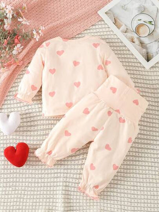SHEIN بيجامة بناتية مع طقم رقبة على شكل بيتر بان وكشكشة على الأطراف وتصميم باتشورك