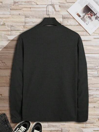 Manfinity Homme قميص رجالي بأزرار أمامية بأكمام طويلة، خريف