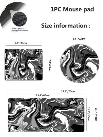 1 قطعة حصيرة فأرة للألعاب ضد الانزلاق بنقشة مقسمة اللون، متوفرة بـ4أحجام