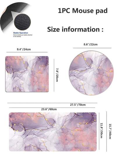 1 قطعة لوحة فأرة للألعاب والعمل بنمط الرخام المضاد للانزلاق بأربعة مقاسات