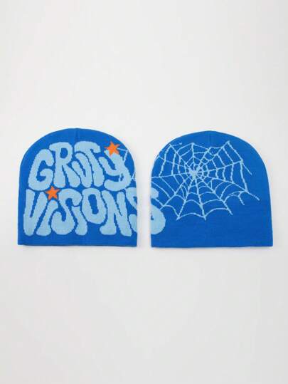 قبعة محبوكة للرجال بنمط شبكة العنكبوت، مناسبة للأزياء الدافئة في فصلي الخريف والشتاء